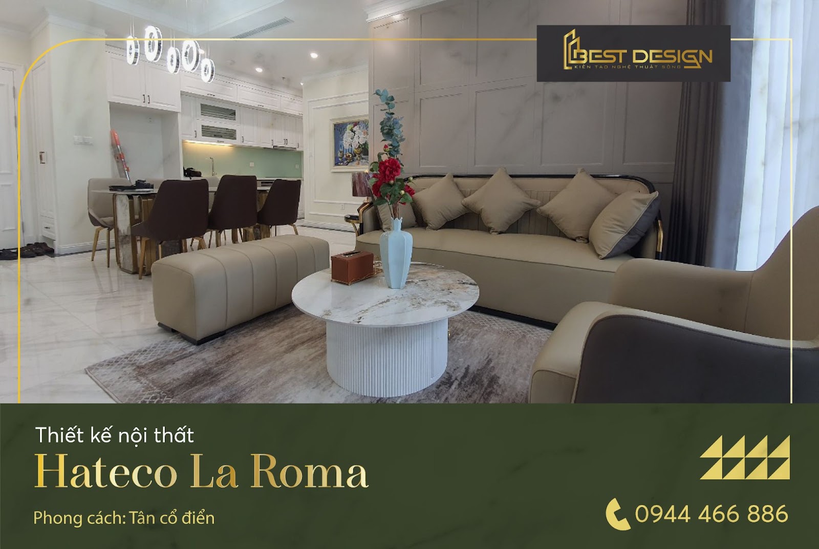 Thiết kế nội thất chung cư cao cấp Hateco La Roma – Chùa Láng