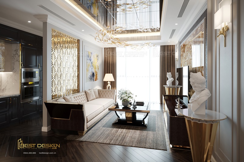 Thiết kế nội thất căn hộ 113m2 phong cách hiện đại – tân cổ điển