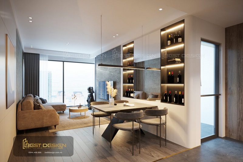 Thiết kế căn hộ Mipec Rubik 360 phong cách hiện đại Luxury