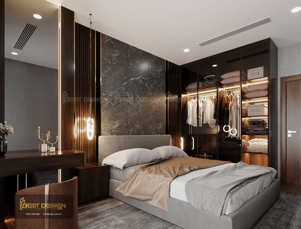 Thiết kế nội thất phòng ngủ phong cách hiện đại, ấm áp