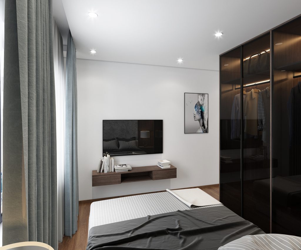 Thiết kế phòng ngủ hiện đại, tinh thế với tone màu trắng xám